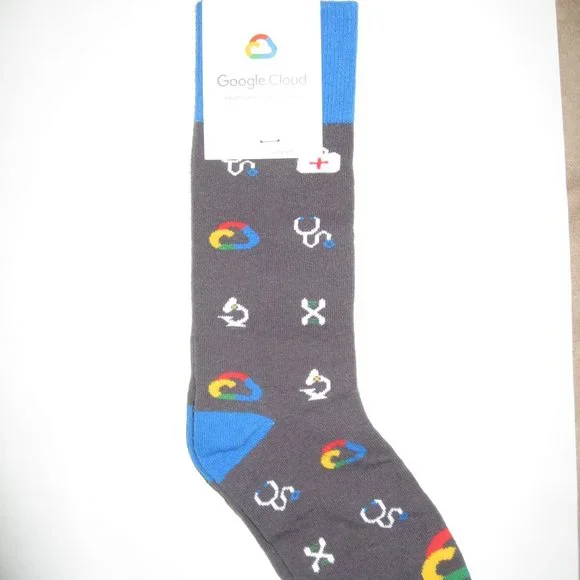 Google Cloud Healthcare & Life Sciences Swag Socks - Sock Club Cotton Crew NEW - Picture 1 of 8